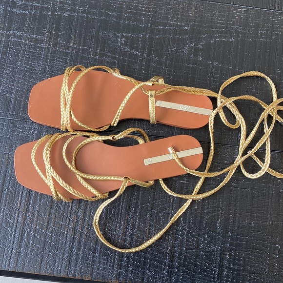 Zara Shoes - Gold Zara Tie-Up Sandals